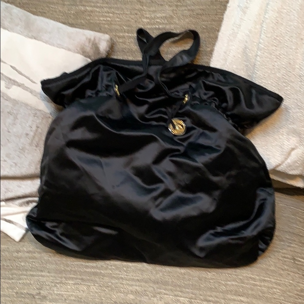 Lanvin NWT Classic Black Satin Sak Handbag.
